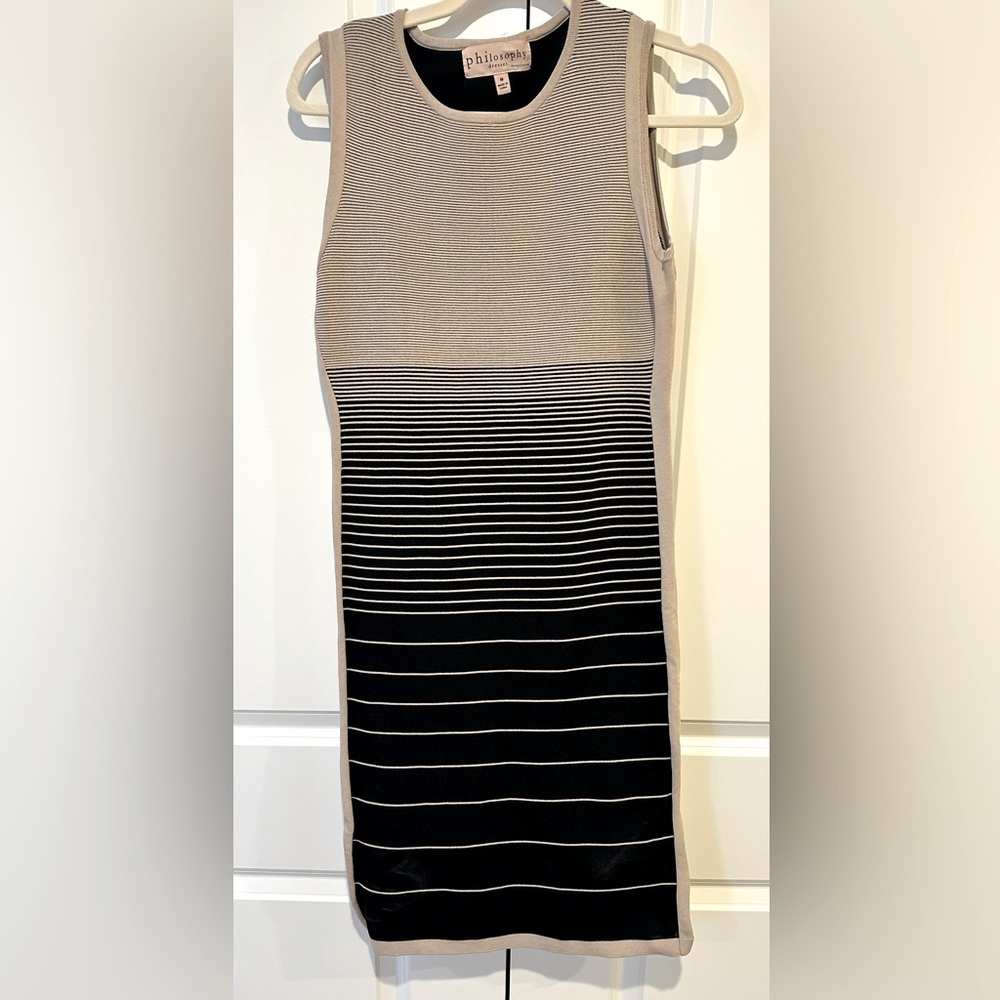 Philosophy sleeveless knee length knit dress size M, ombre stripe
